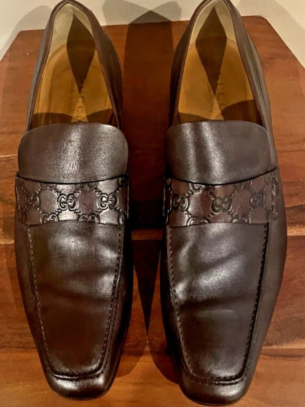 Gucci Guccissima Leather Penny Loafers Brown Mens 12 Made in Italy
